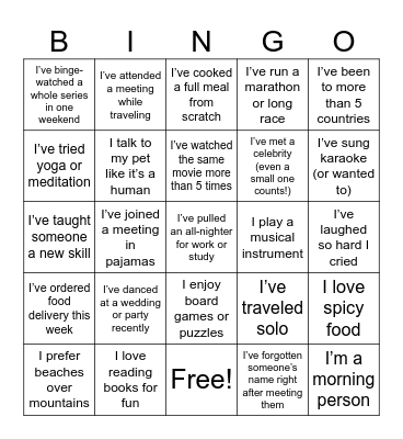 Office Bingi Bingo Card