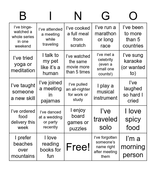 Office Bingi Bingo Card