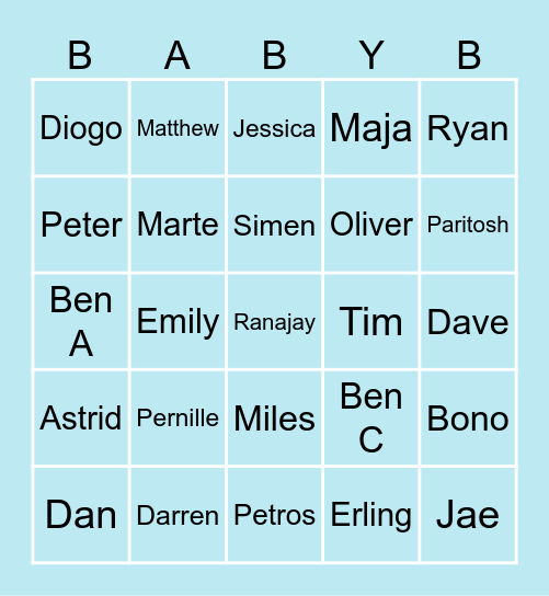 Baby Bingo Card