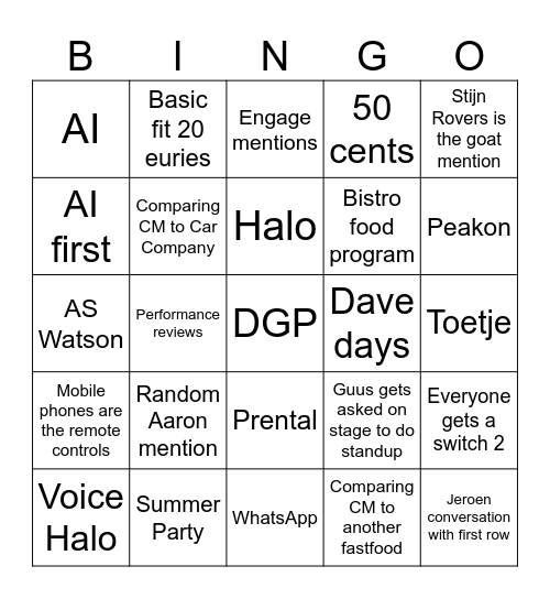Q meeting September Bingo Card