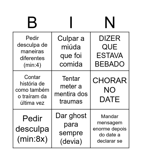 MISSÃO BETRAYED Bingo Card