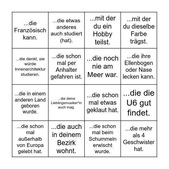 Finde eine Person... BINGO Card