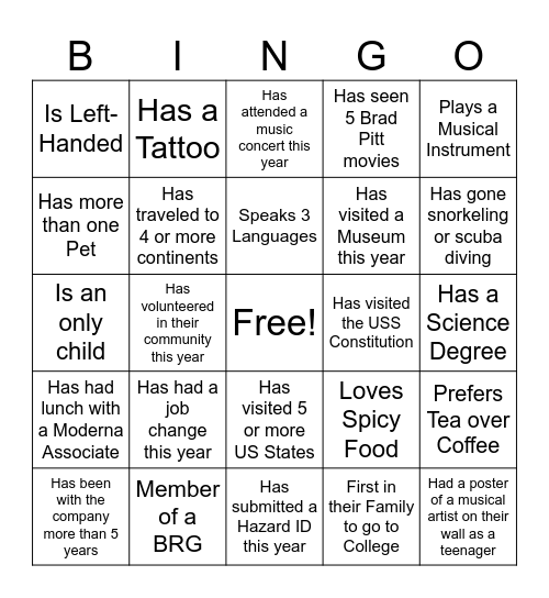 2025 Belonging Week ULS Moderna Cambridge Bingo Card