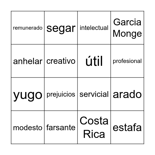 EL ARADO Y LA PLUMA Bingo Card