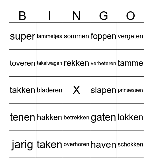 bakker en jager bingo Card