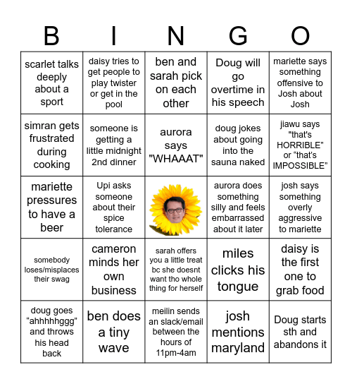 Retreat 2025 Bingo Card