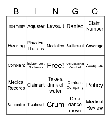 Legal Lingo Bingo Card