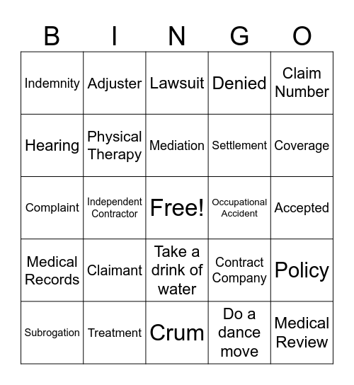 Legal Lingo Bingo Card