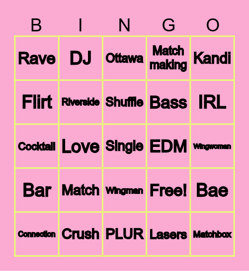 Thursday Dating Bass Bingo Card