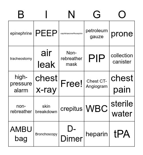 Acute Respiratory Bing Bingo Card