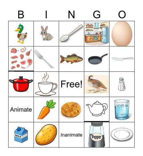 On the Kitchen Table Bingo Card