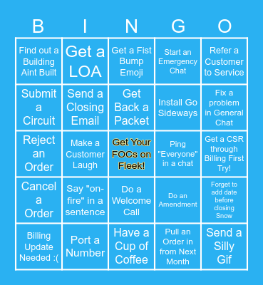 ISM Bingo Card