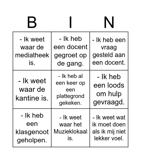 Schoolbingo! Bingo Card