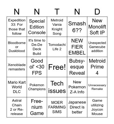 DIRECT 12.09.25 1 Bingo Card
