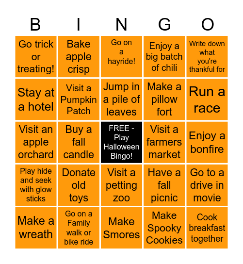 Family Halloween Bingo! Bingo Card