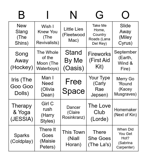 sweet september Bingo Card