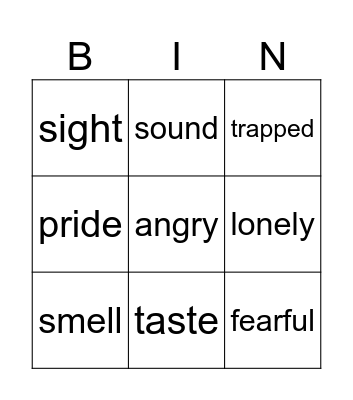 Show vs. Tell Bingo Card