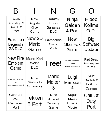 Switch 2 Direct Bingo Card