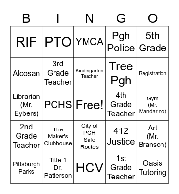 Back 2 School Bash Bingo Card