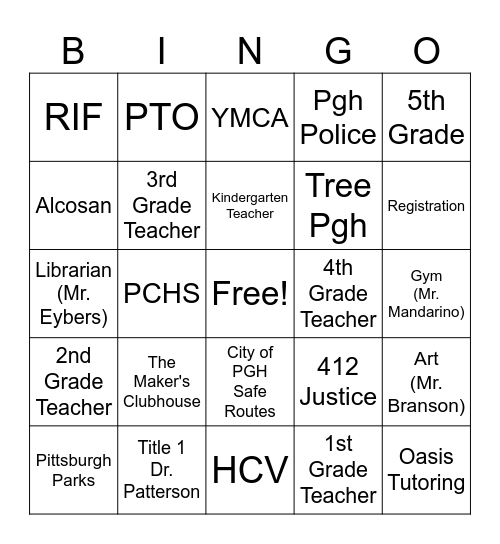 Back 2 School Bash Bingo Card