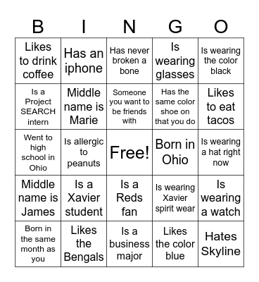 Get To Know You Bingo Card