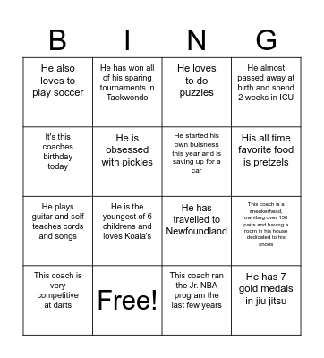 Basketball Bingo Card