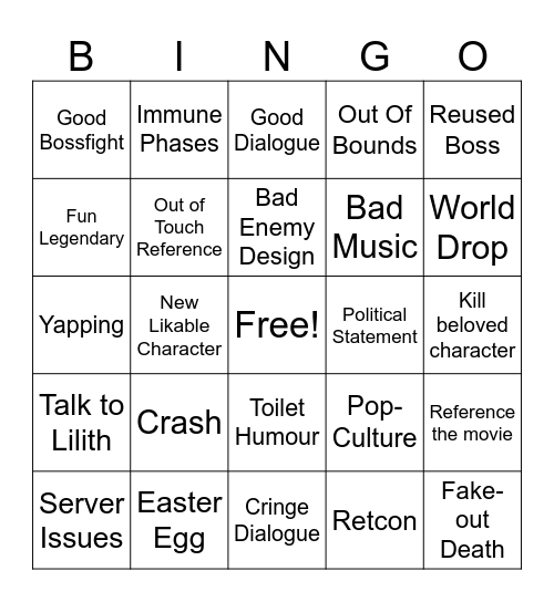 Borderlands 4 BINGO Card