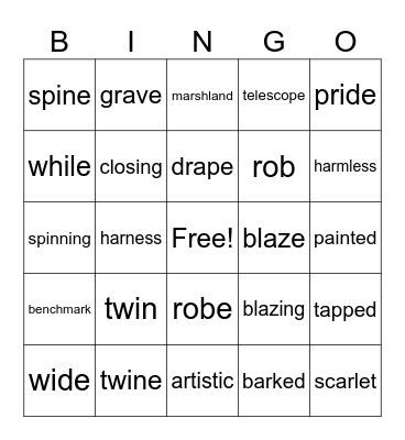 P4R Level B, Lesson 21 Bingo Card