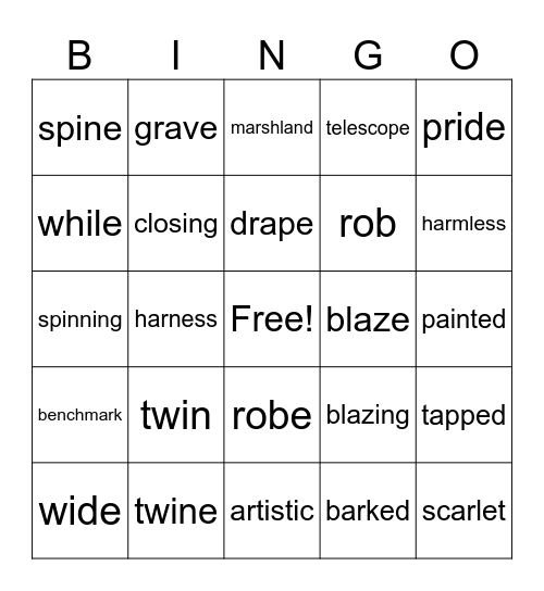 P4R Level B, Lesson 21 Bingo Card