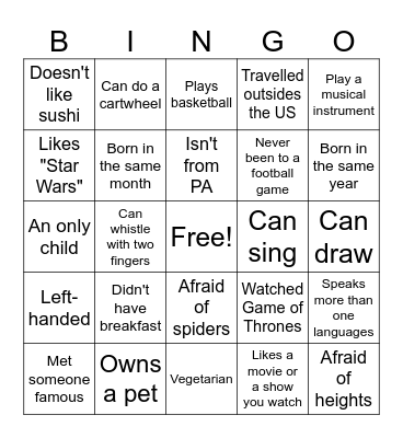 BINGOWhat Bingo Card