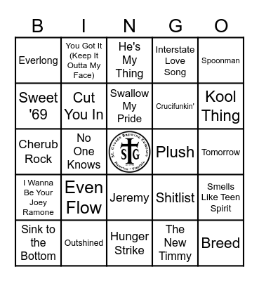 STG MUSIC BINGO - GRUNGE! Bingo Card