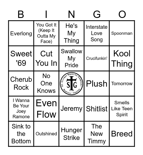 STG MUSIC BINGO - GRUNGE! Bingo Card