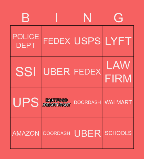 UNREACHABLE POES Bingo Card