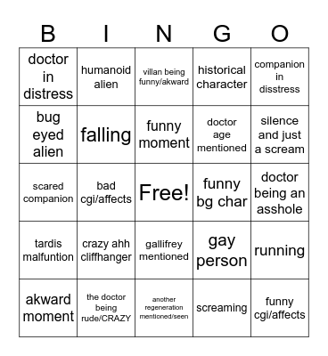 CLASSIC DOCTOR WHO Bingo Card