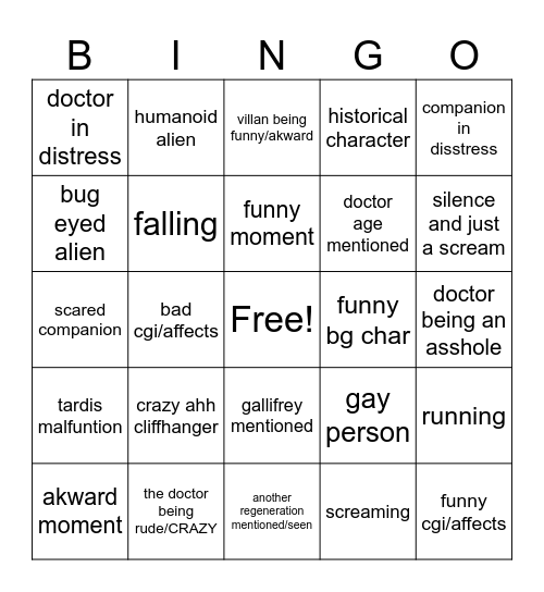 CLASSIC DOCTOR WHO Bingo Card