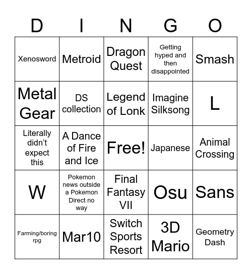 Direct Bingo Card