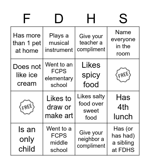 Advisory Bingo Card