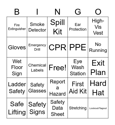 Safety Bingo Card