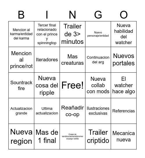 Card Maker Bingo Card