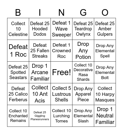 Moth Expedition Bingo Card