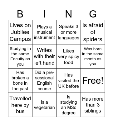 People Bingo Card