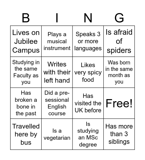 People Bingo Card