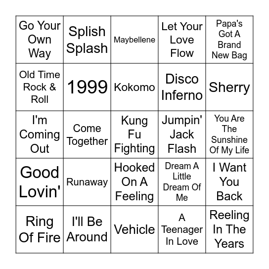 Music Bingo! Bingo Card
