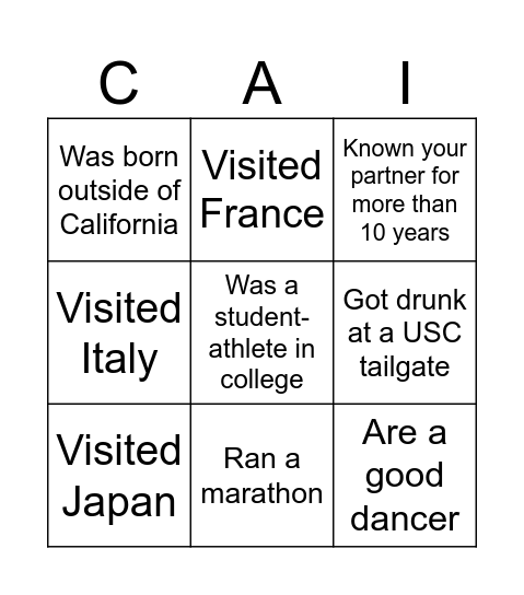 Baby Cai Bingo Card