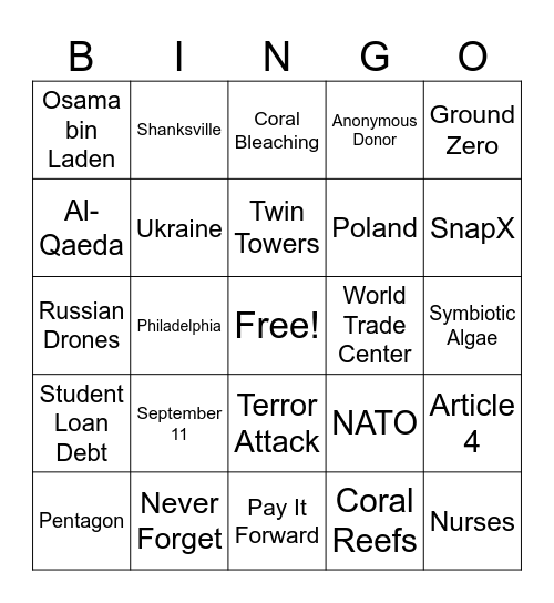 CNN 10 9/11/25 Bingo Card