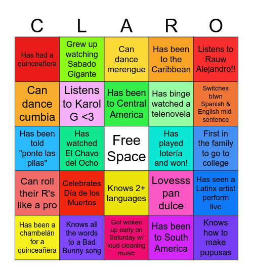CLARO Bingo Card