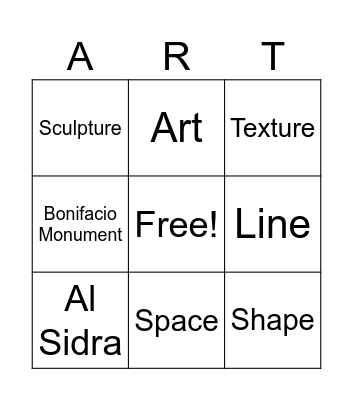 Bingo with a Twist of Sculpture Bingo Card