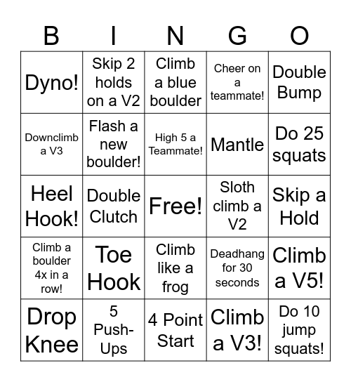 Boulder Bingo! Bingo Card
