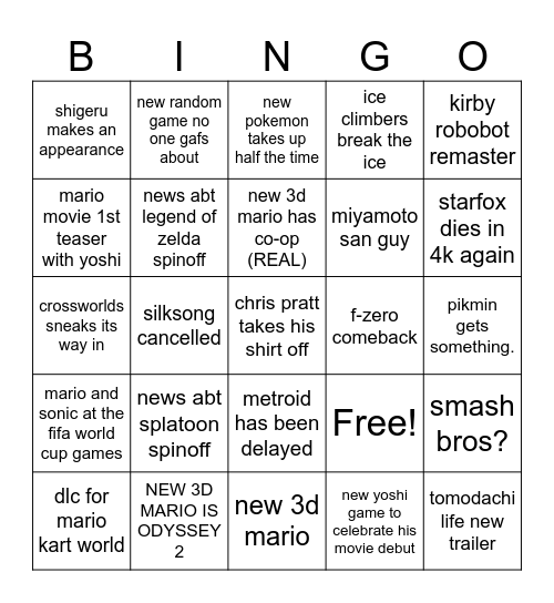 09/12 direct Bingo Card