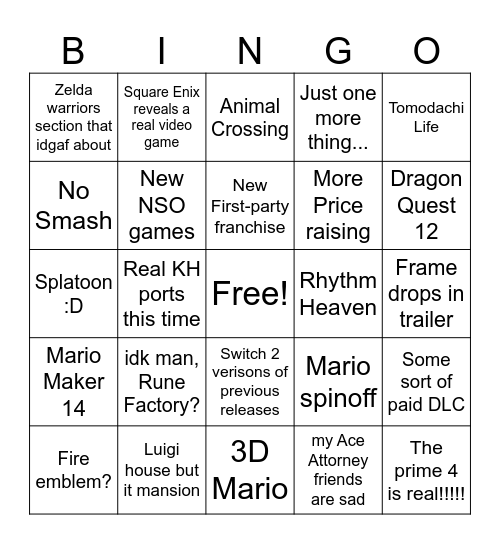Untitled Bingo Card